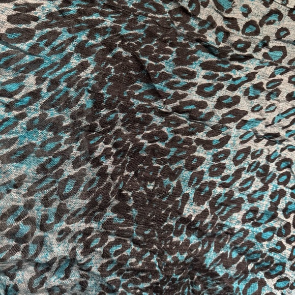 Turquoise Leopard Print Sheer Scarf | Aqua Blue Shawl Wrap | Lightweight - Picture 5 of 12